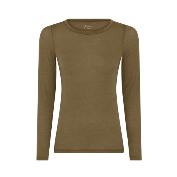 Lucca Top med Cashmere � Lang�rmet � Military Olive