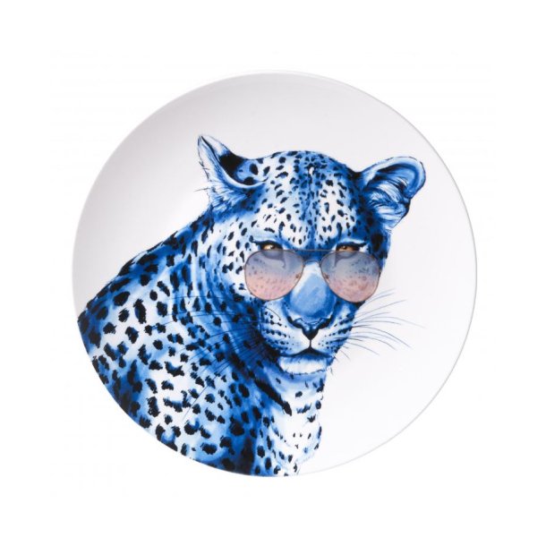 Plate Leopard with glasses - M433