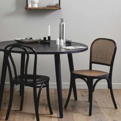 Wicky spisebordsstol med flet - sort/natur