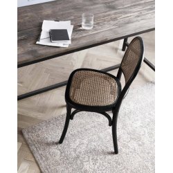 Wicky spisebordsstol med flet - sort/natur