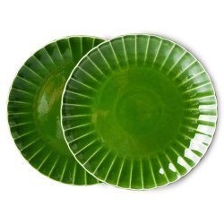 The emeralds ceramic dinner plate ribbed - green