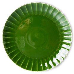 The emeralds ceramic dinner plate ribbed - green