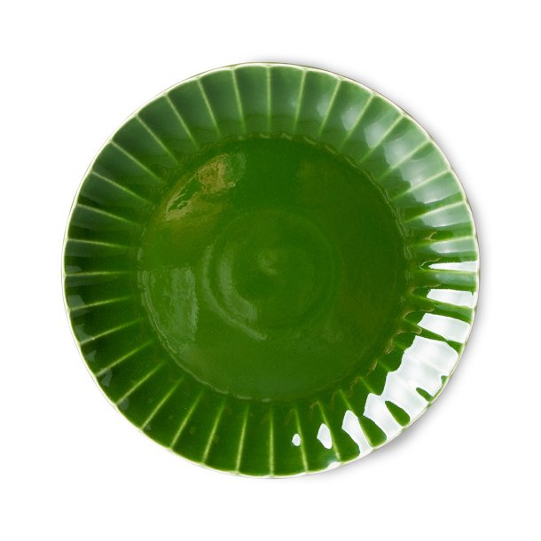 The emeralds ceramic dinner plate ribbed - green