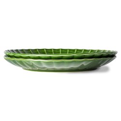 The emeralds ceramic dinner plate ribbed - green