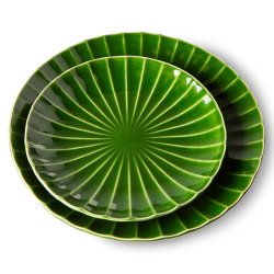 The emeralds ceramic side plate ribbed - green