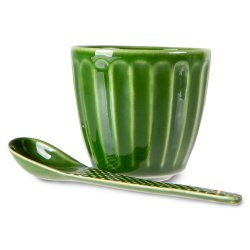The emeralds ceramic spoon - textured green