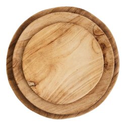 Round wooden plates
