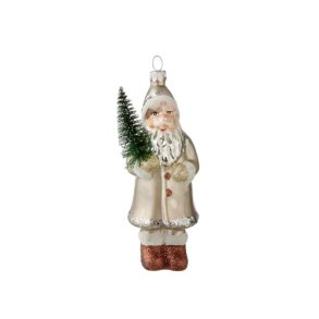 Xmas Ornament Santa w/Green Tree